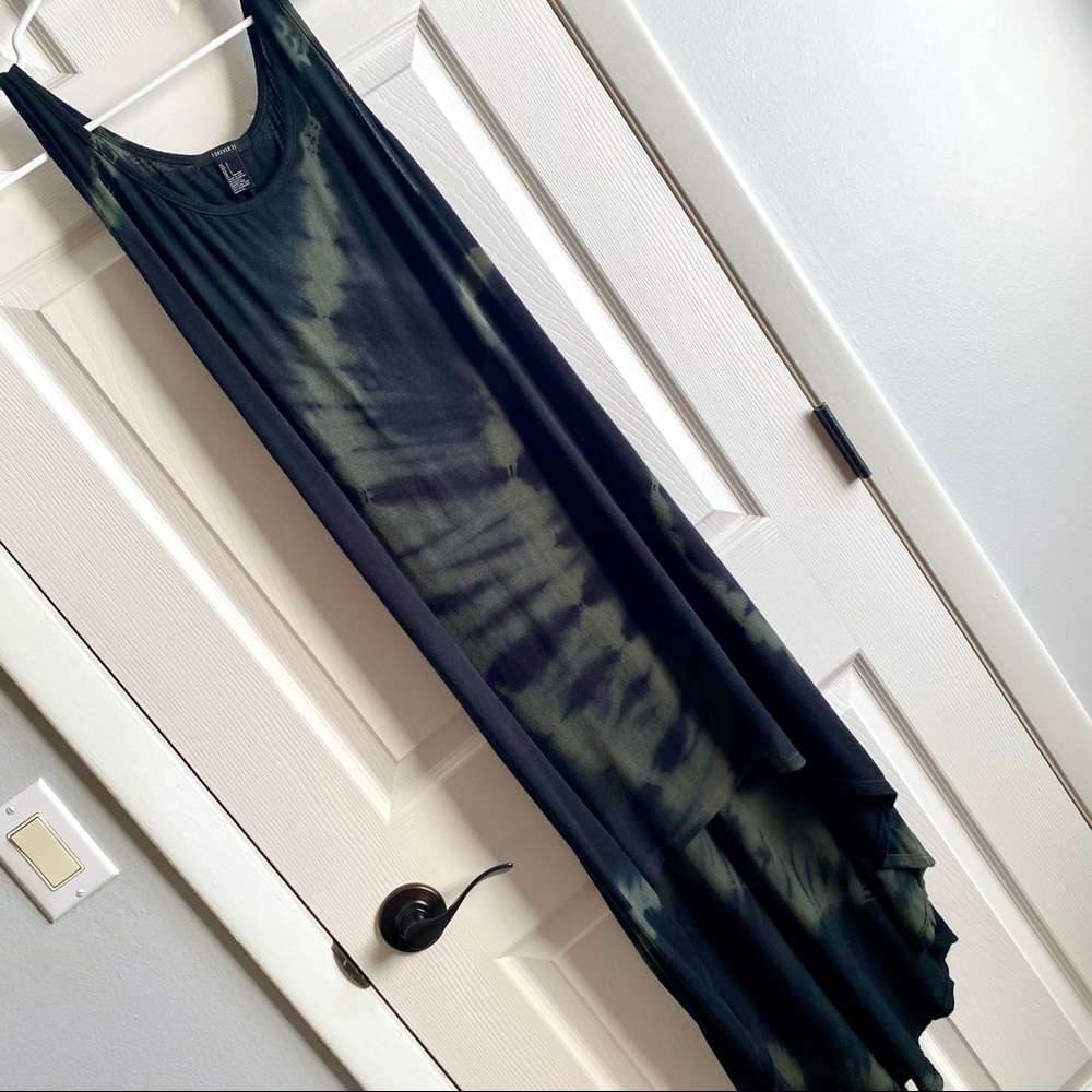 Forever 21 Black & Green Tie Dye Dress Size Large